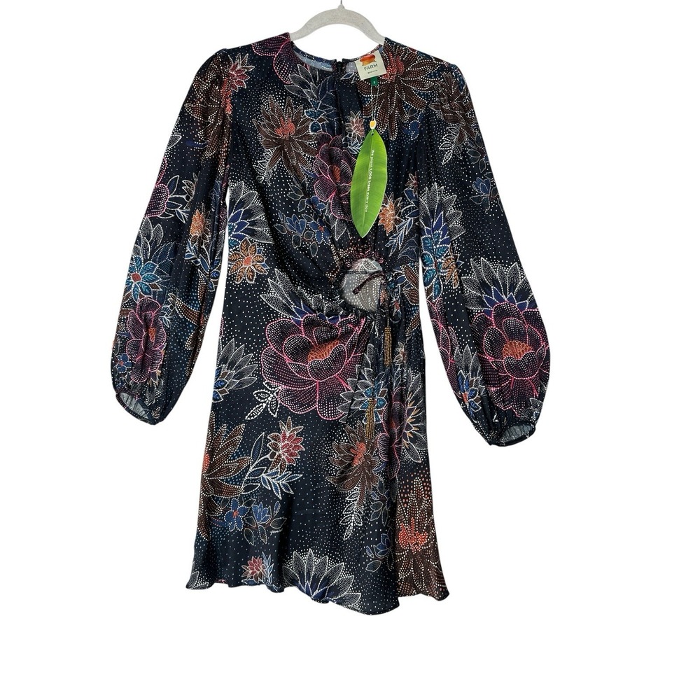 NEW Farm Rio Mine Dress Women's Small floral-mini Long Sleeve Coquette Formal - Picture 3 of 14